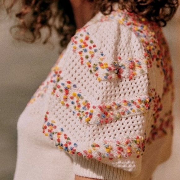 NWT Sézane Joyce Jumper Ecru Multicolor (runs small) - Picture 2 of 9